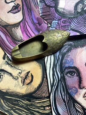 Stanley Brass Toned Floral Metal Shoe Sculpture